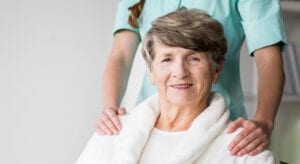 Senior with a Long distance care team