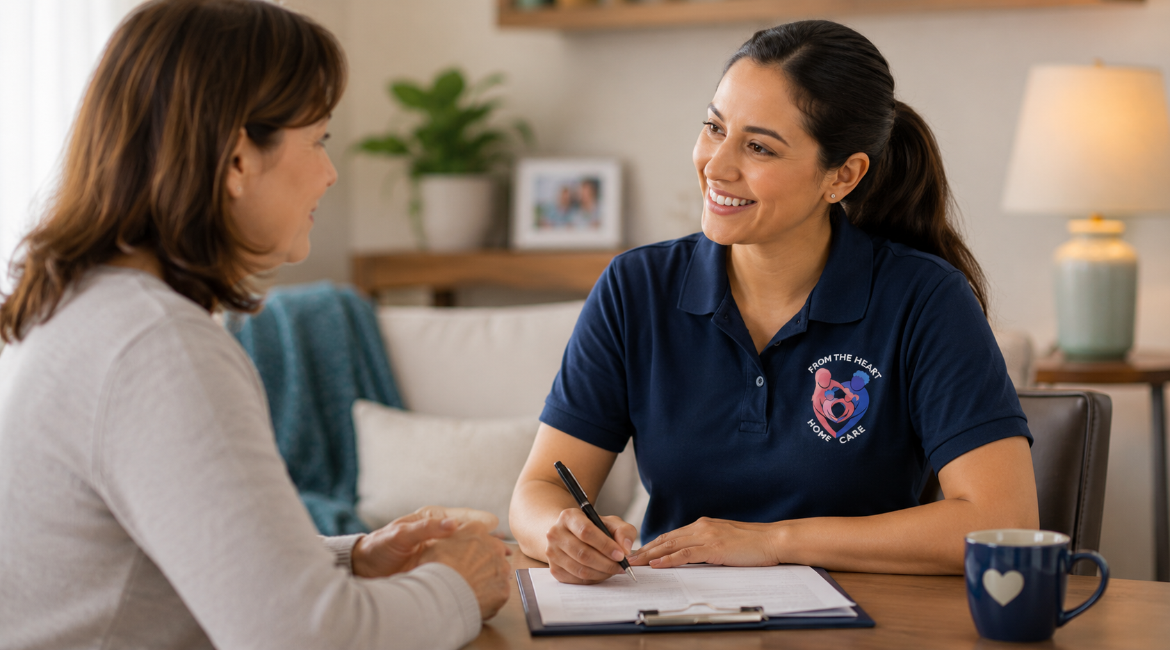 Family caregiver in conversation with a From The Heart intake coordinator
